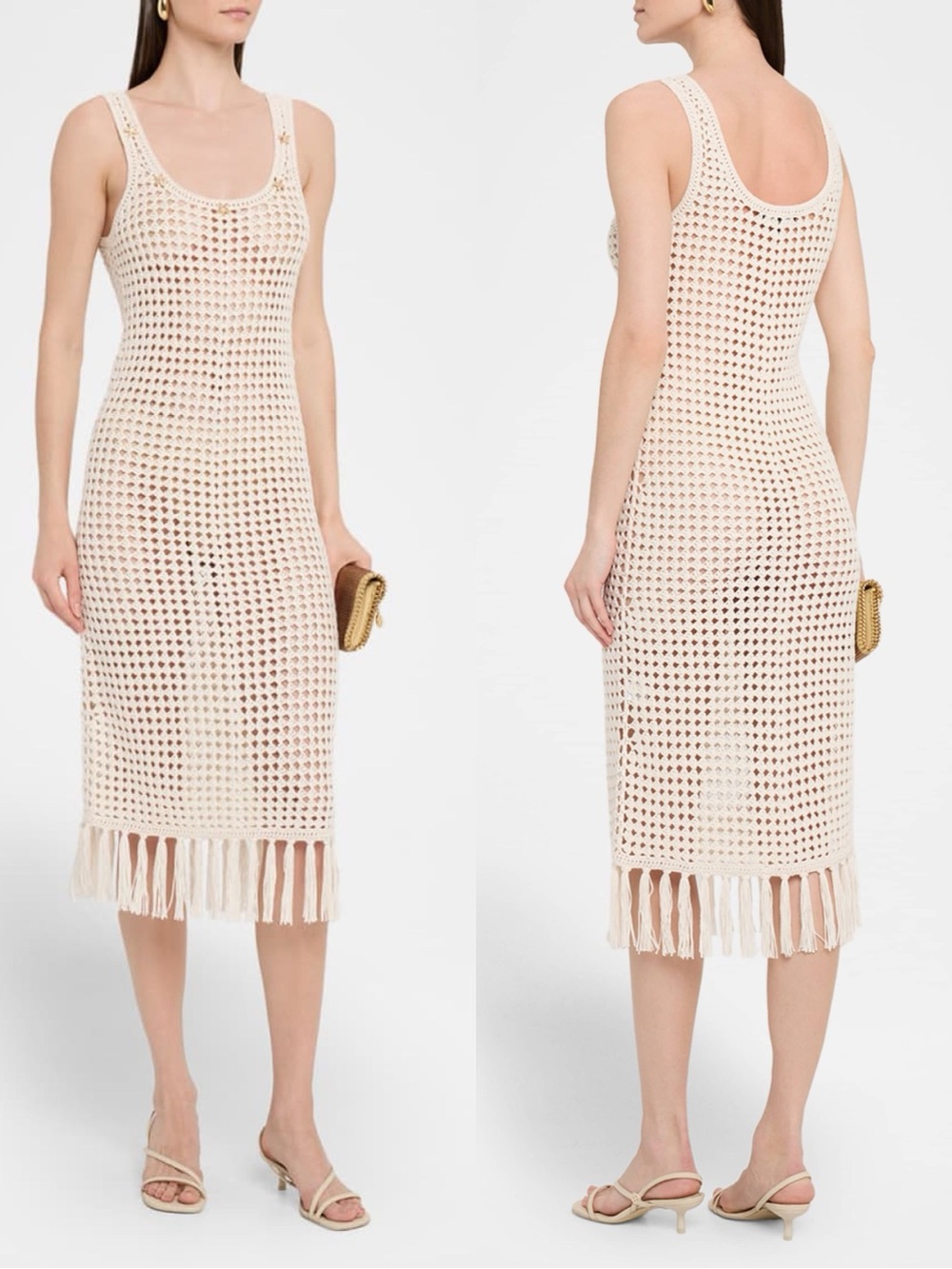 Generation Love Gia Embellished Crochet Fringe Midi Dress Size Medium NWT
